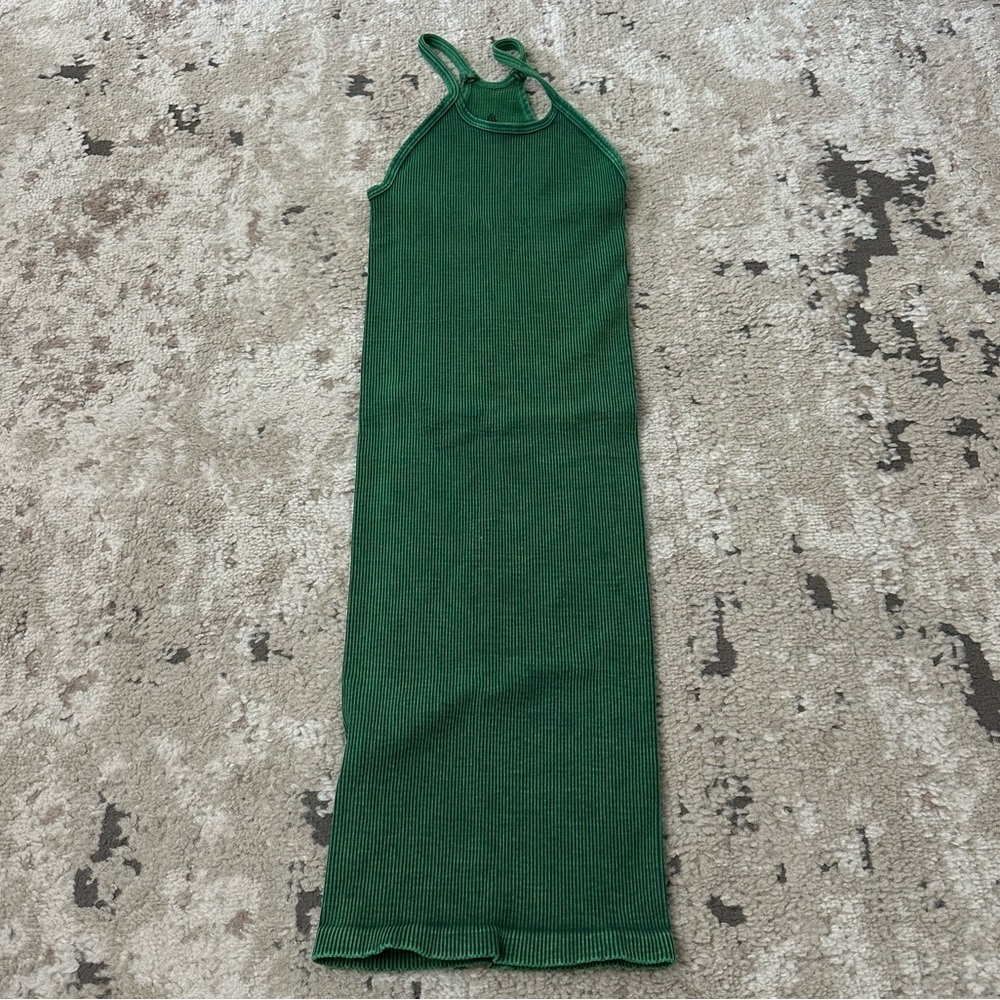 Free People Movement Green Ribbed Tight Mini Dress Size XS/S